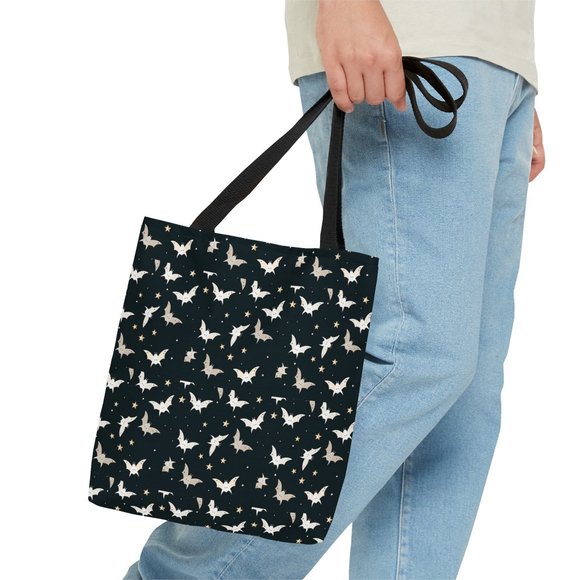 Bats Tote Bags, Stars Totes, Canvas Tote Bag, Shopping Bag, Gift For Women Totes - Picture 6 of 10